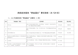 高频政务服务“跨省通办”事项清单共124项.docx