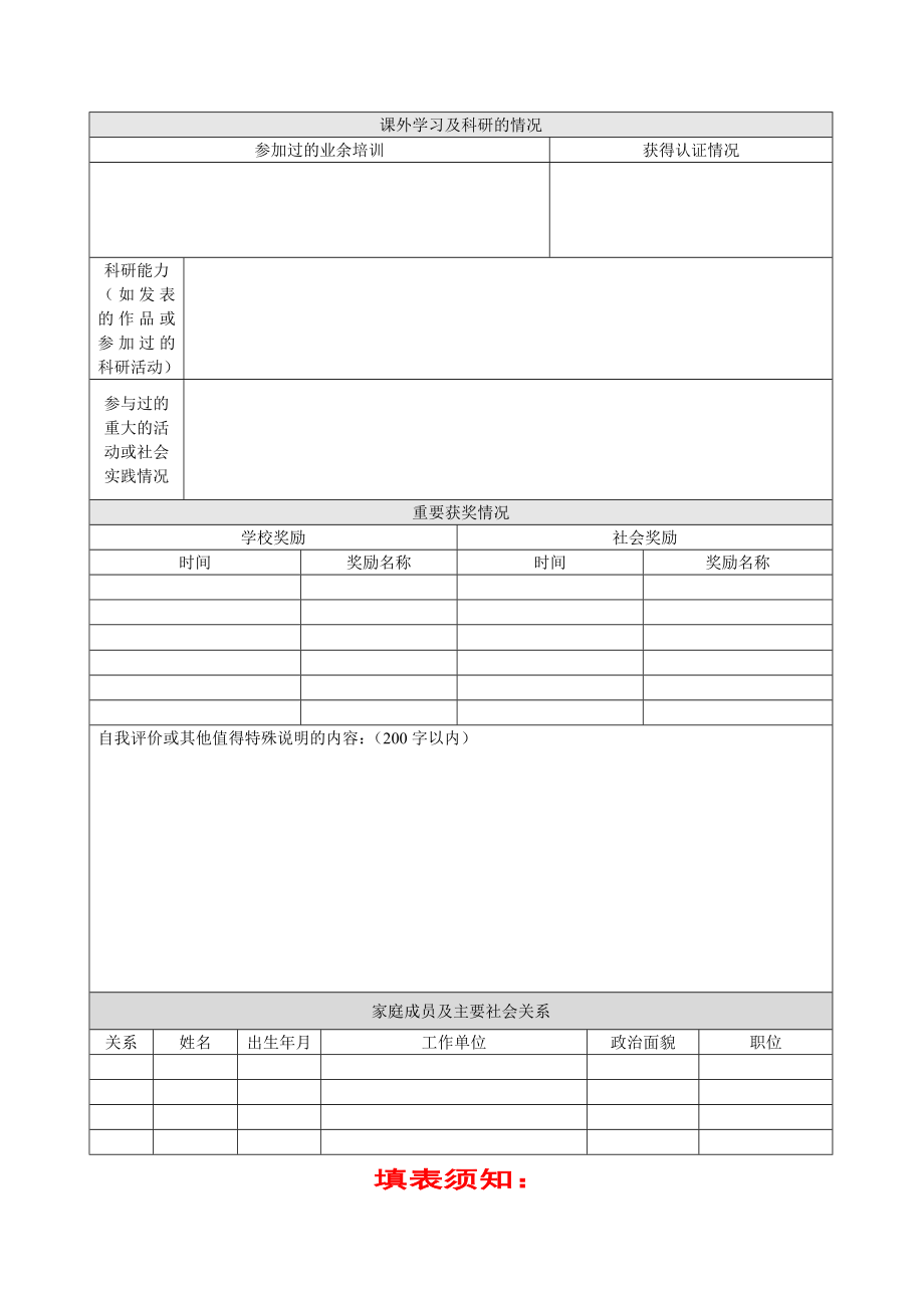 兴业银行贵阳分行应大学毕业生应聘报名表.doc_第2页