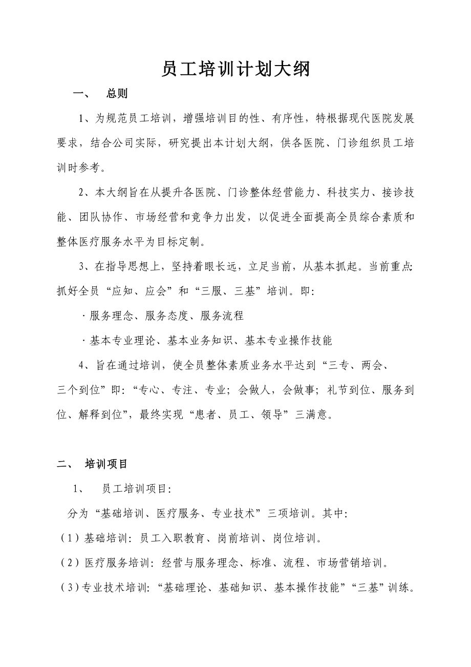 医院管理公司员工培训计划大纲.doc_第2页