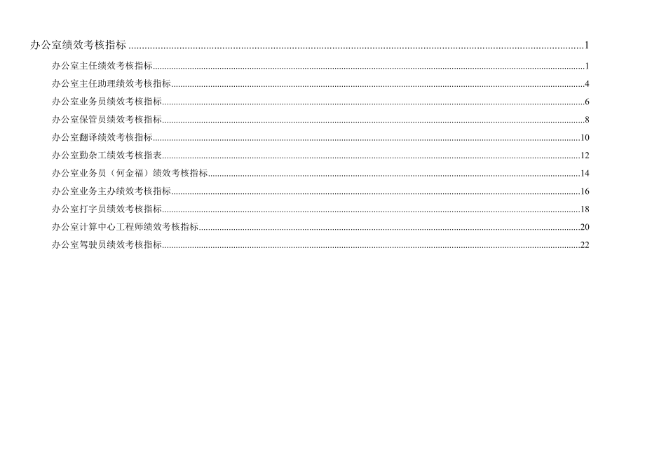 XX集团办公室绩效考核指标体系表.doc_第1页