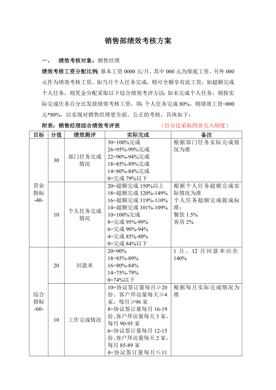 酒店销售部绩效考核方案310.doc_第1页