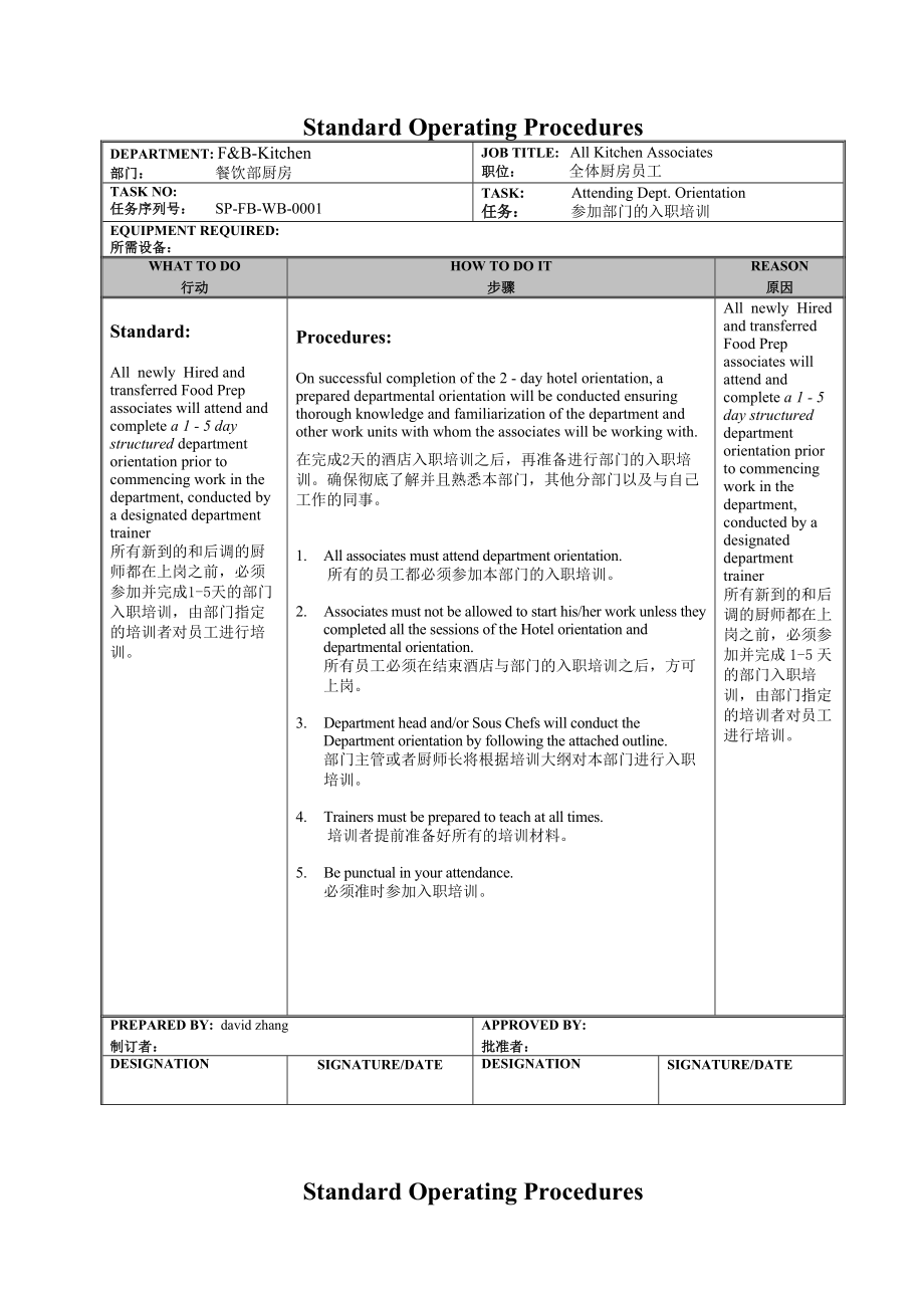 五星级酒店厨房SOP.doc_第1页