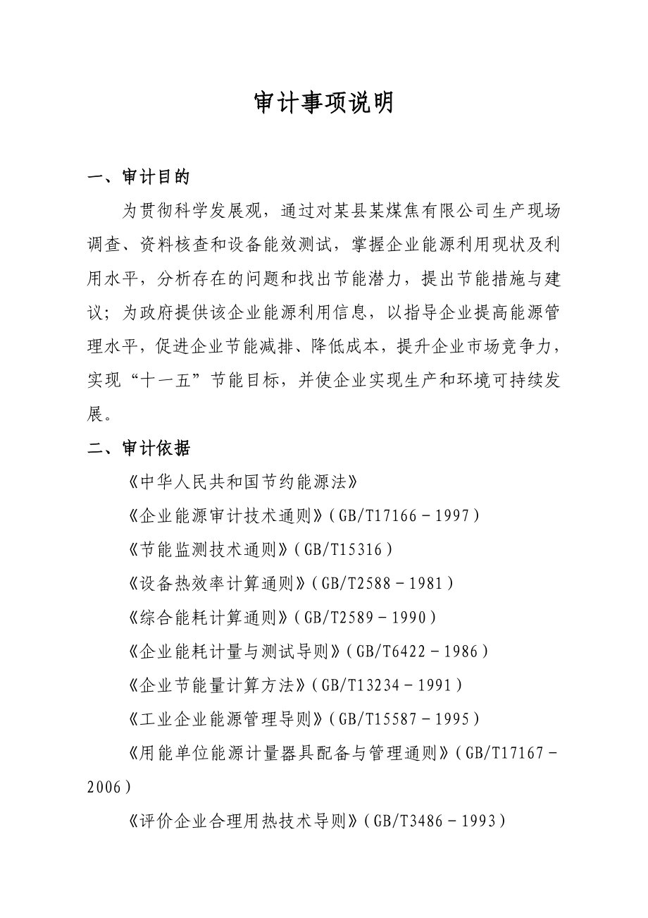 某县某煤焦有限能源审计报告（范本） .doc_第1页