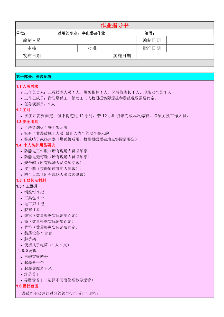 地下矿山中深孔爆破作业指导书.doc_第1页