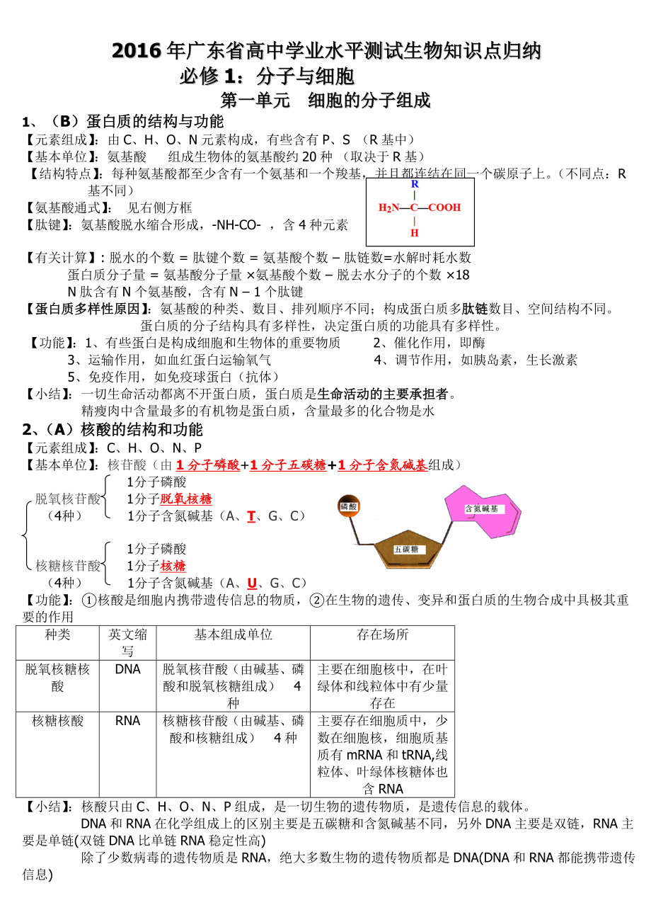 广东水平测试生物知识点复习_精华版.doc_第1页