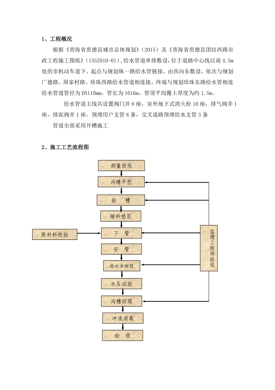 市政道路给水水施工方案方针.doc_第2页