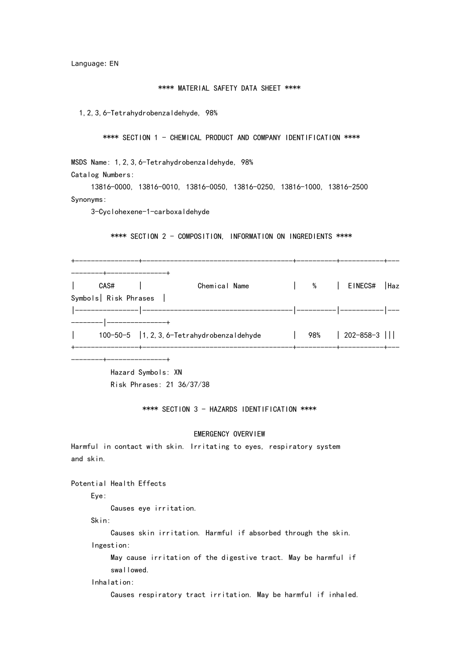 3环己烯甲醛MSDS.doc_第1页