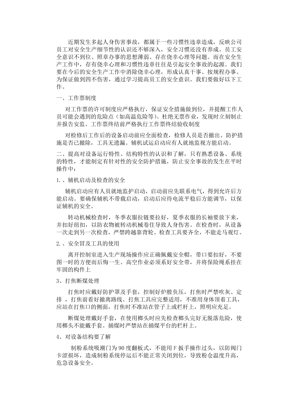 电厂锅炉专业安全反思（习惯性违章讨论）.doc_第1页