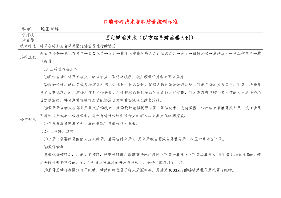 正畸口腔诊疗技术规范和质量控制标准.doc_第2页