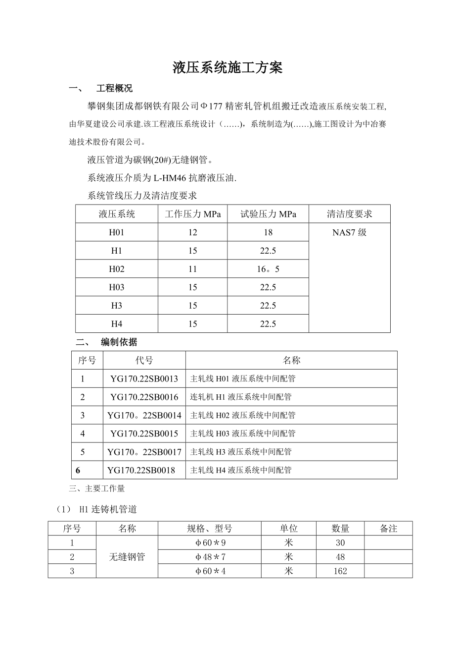 液压系统施工方案要点.doc_第1页