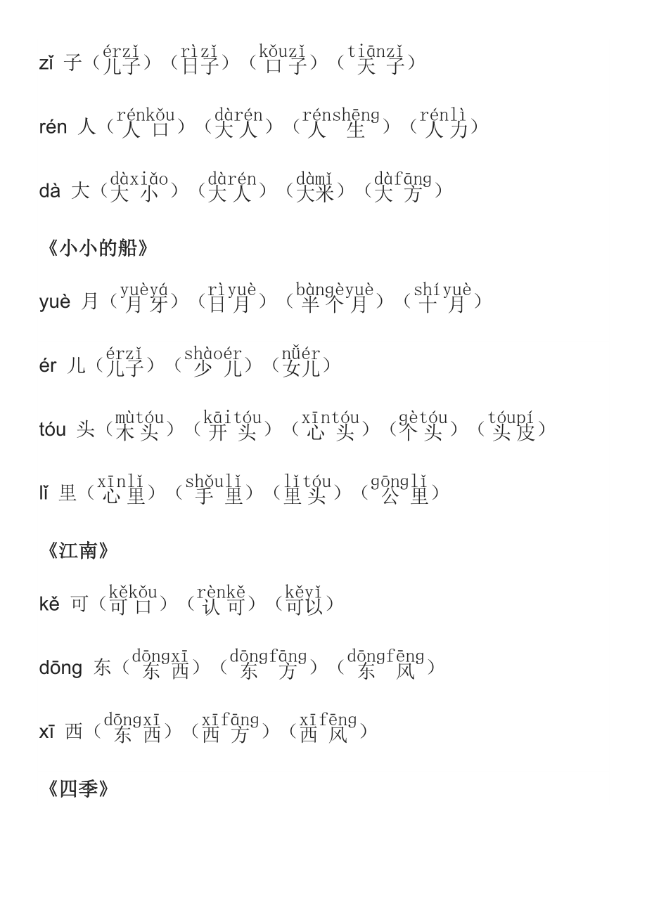 部编版小学一年级上册语文生字组词汇总-(带拼音).doc_第3页