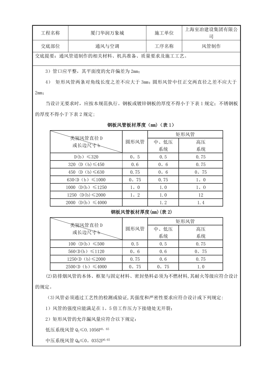 通风管道制作工程技术交底.doc_第2页