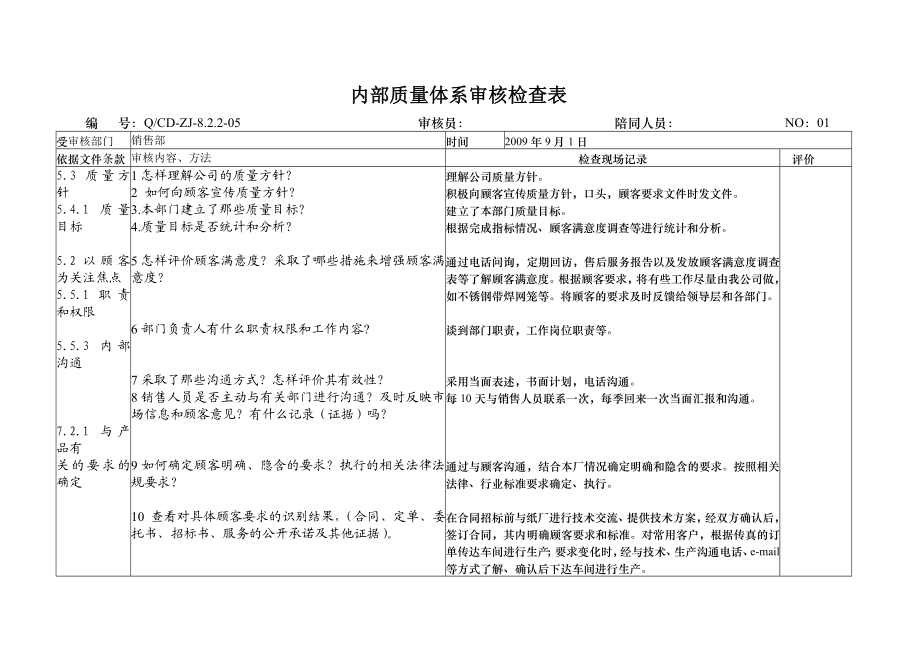 API认证内部审核检查表通用解析.doc_第1页