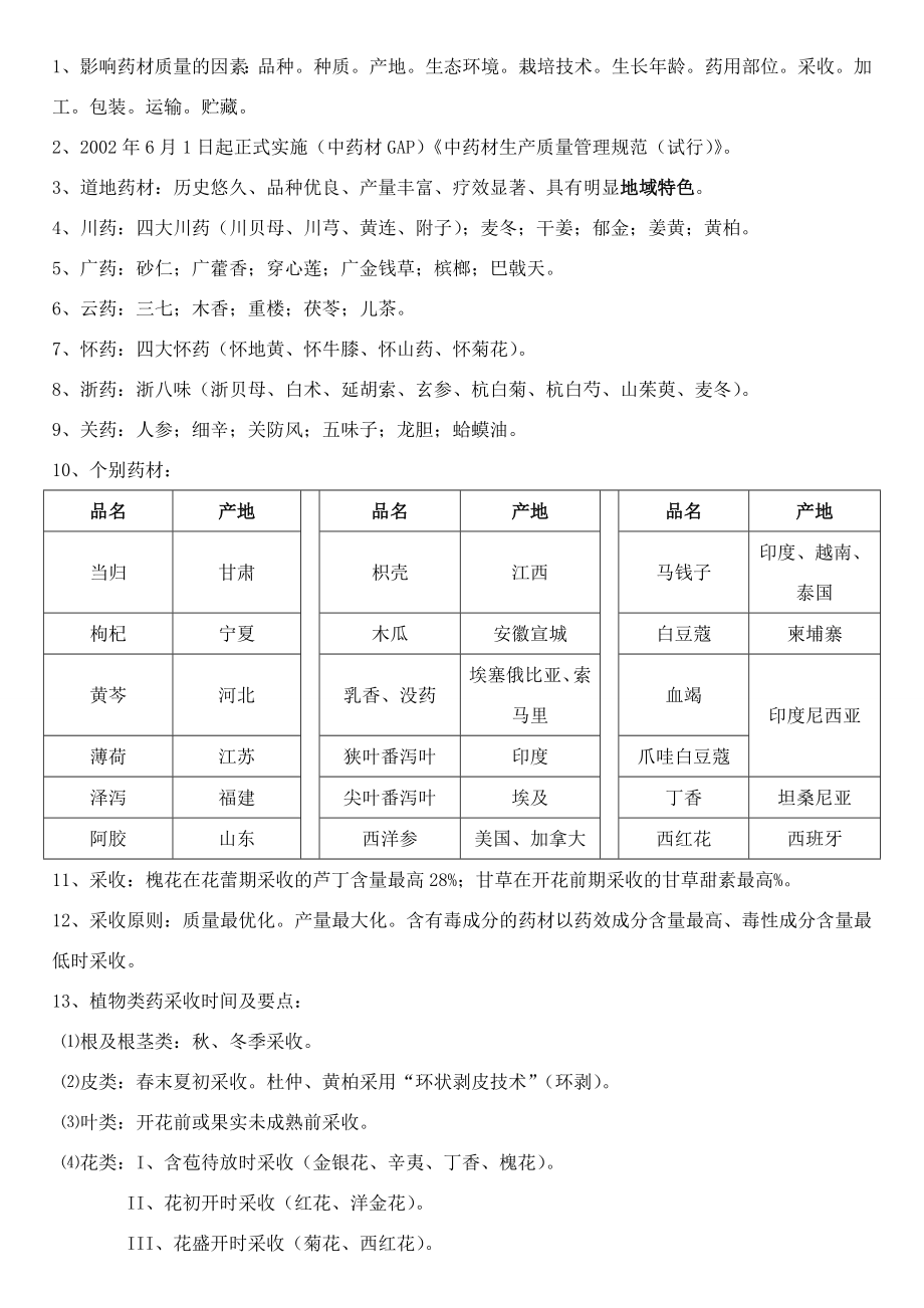 《中药鉴定学》要点归纳整理版.doc_第2页