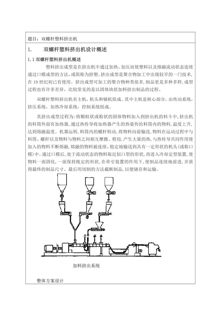 毕业设计双螺杆挤出机开题报告（含全套CAD图纸） .doc_第2页