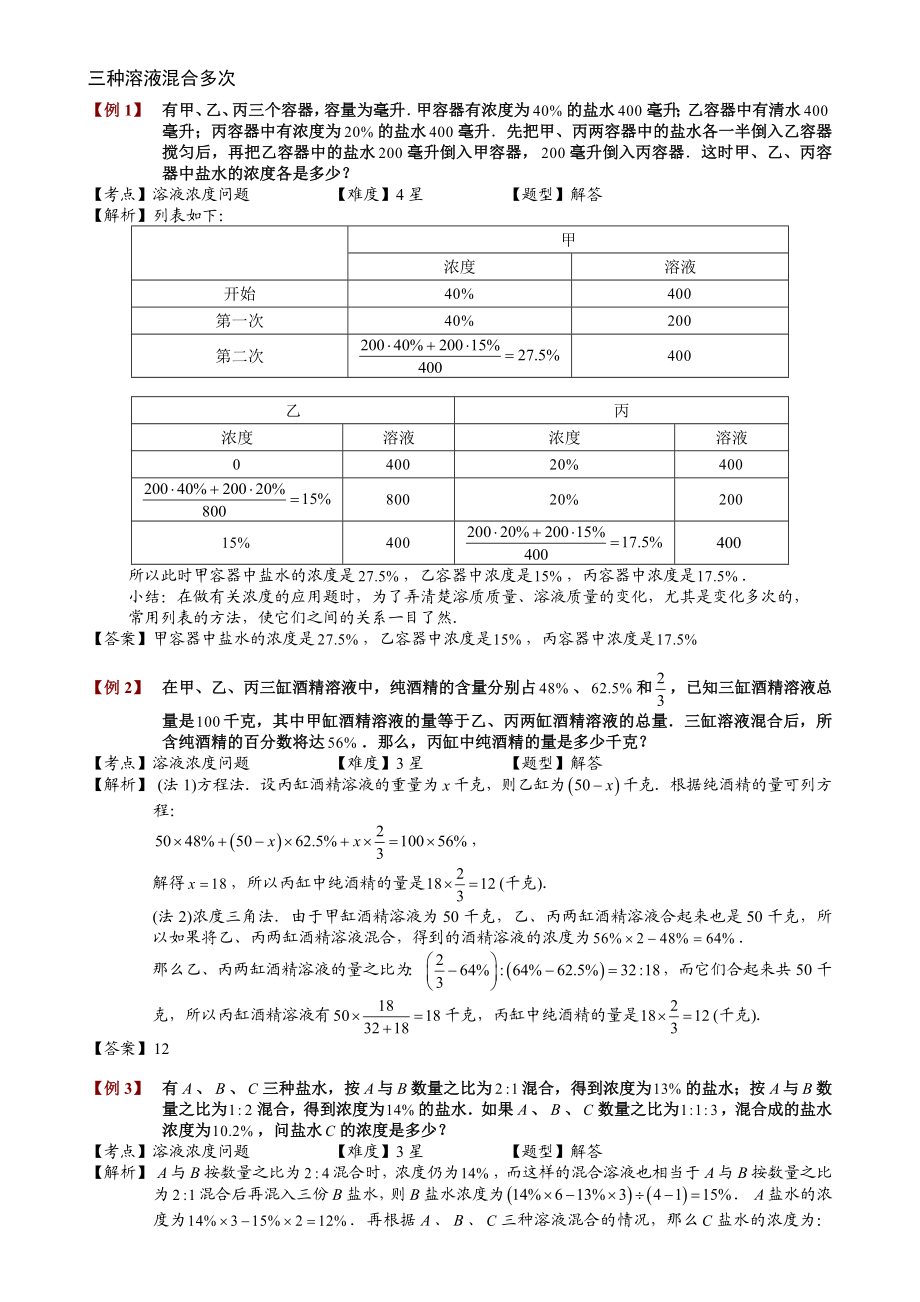 小学奥数--溶液浓度问题(二)-精选练习例题-含答案解析(附知识点拨及考点).doc_第2页