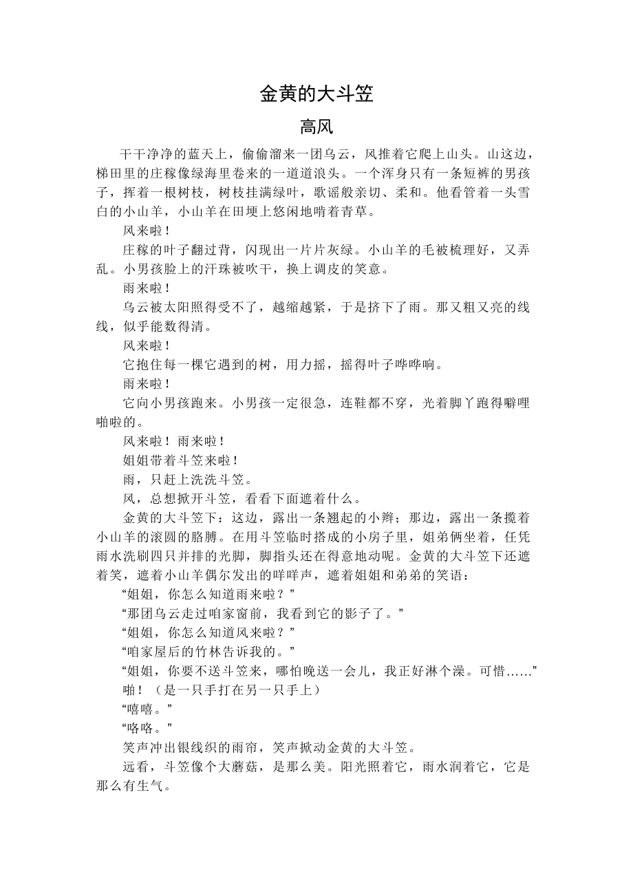 金黄的大斗笠教案.doc_第1页