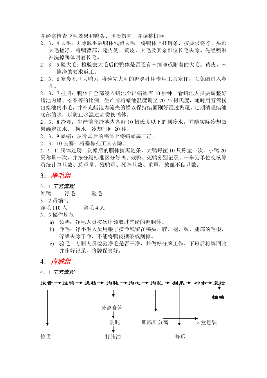 肉鸭加工工艺流程、人员编制及操作规范.doc_第2页