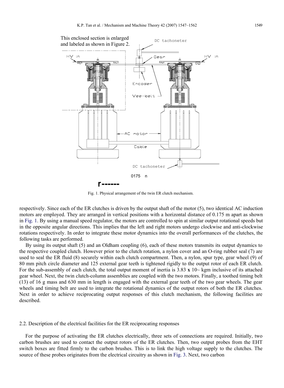 Model validation of the output reciprocating dynamic responses of a twin electrorheological (ER) clutch mechanism .doc_第3页