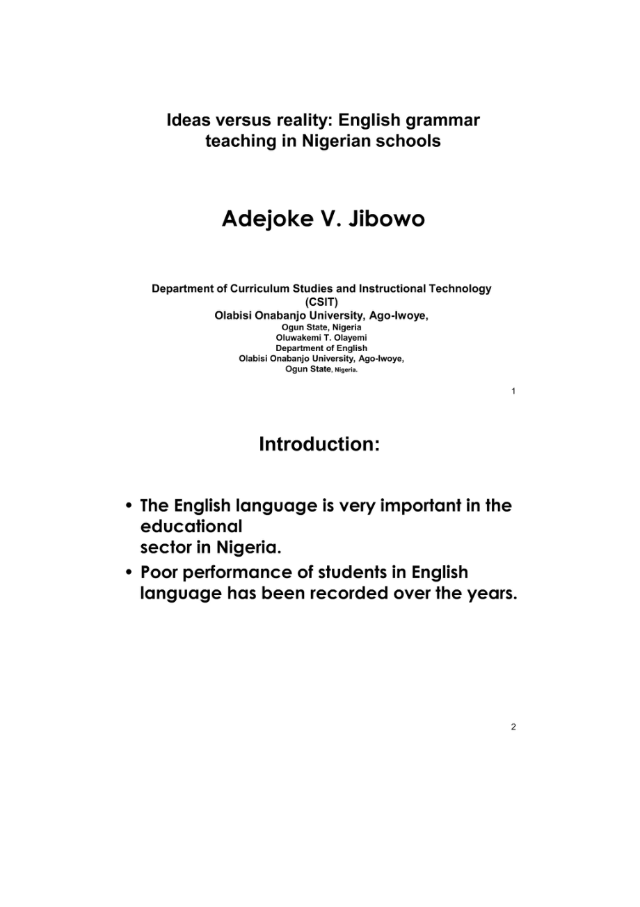 Ideas versus reality English grammar teaching in Nigerian schools.doc_第1页