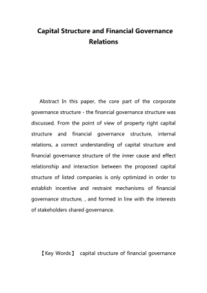 Capital Structure and Financial Governance Relations.doc