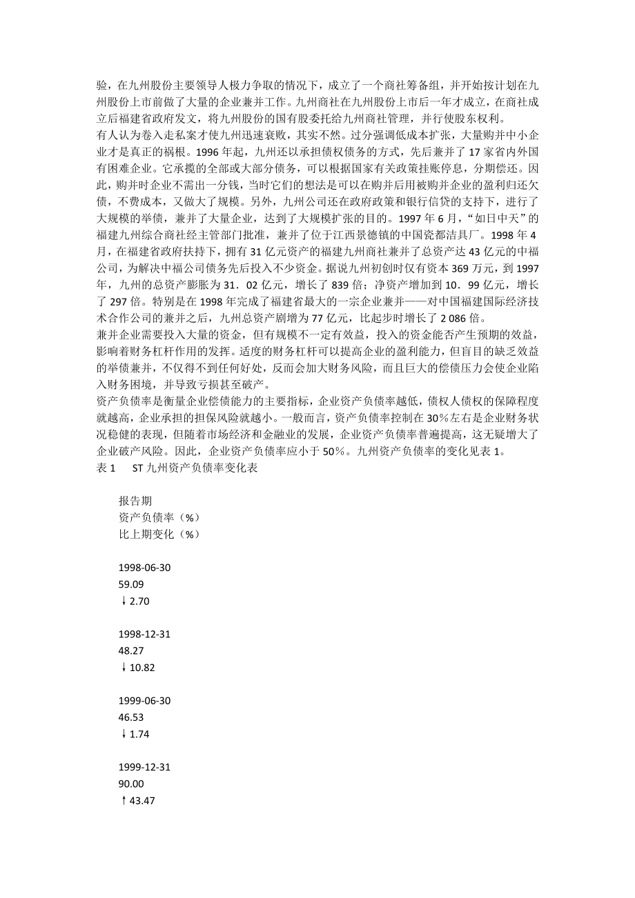 风险失控,深陷泥潭——ST九州的风险控制失败[全文].doc_第2页