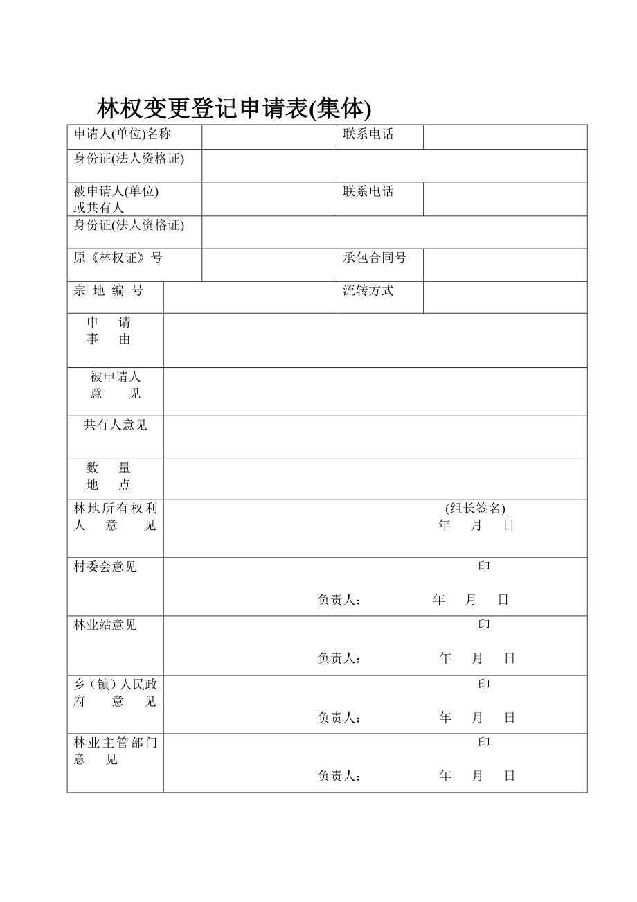 林权变更登记申请表(集体).doc_第1页