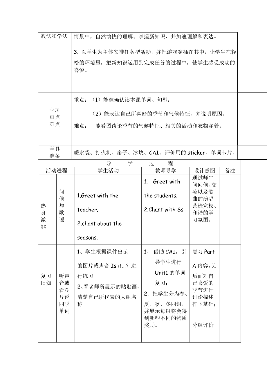 四川版《小学新纪元英语》第三册Module9 Unit2It’s warm教学设计.doc_第3页