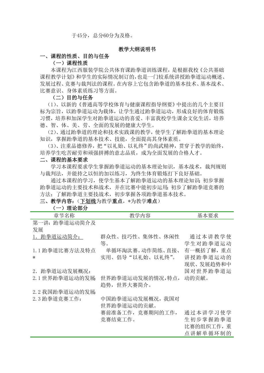 大学跆拳道教学大纲.doc_第2页