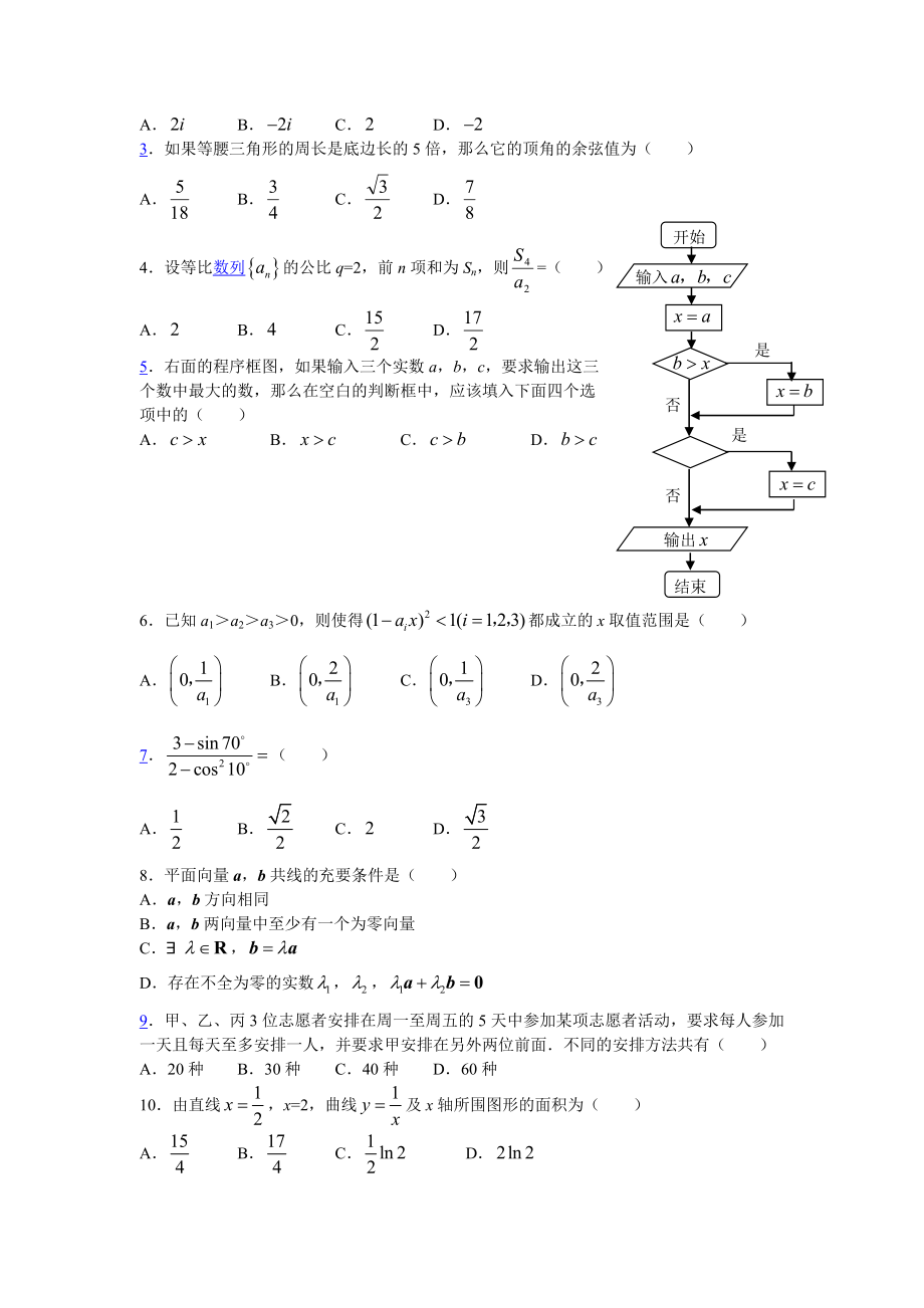 高考数学(宁夏卷)理科.doc_第2页