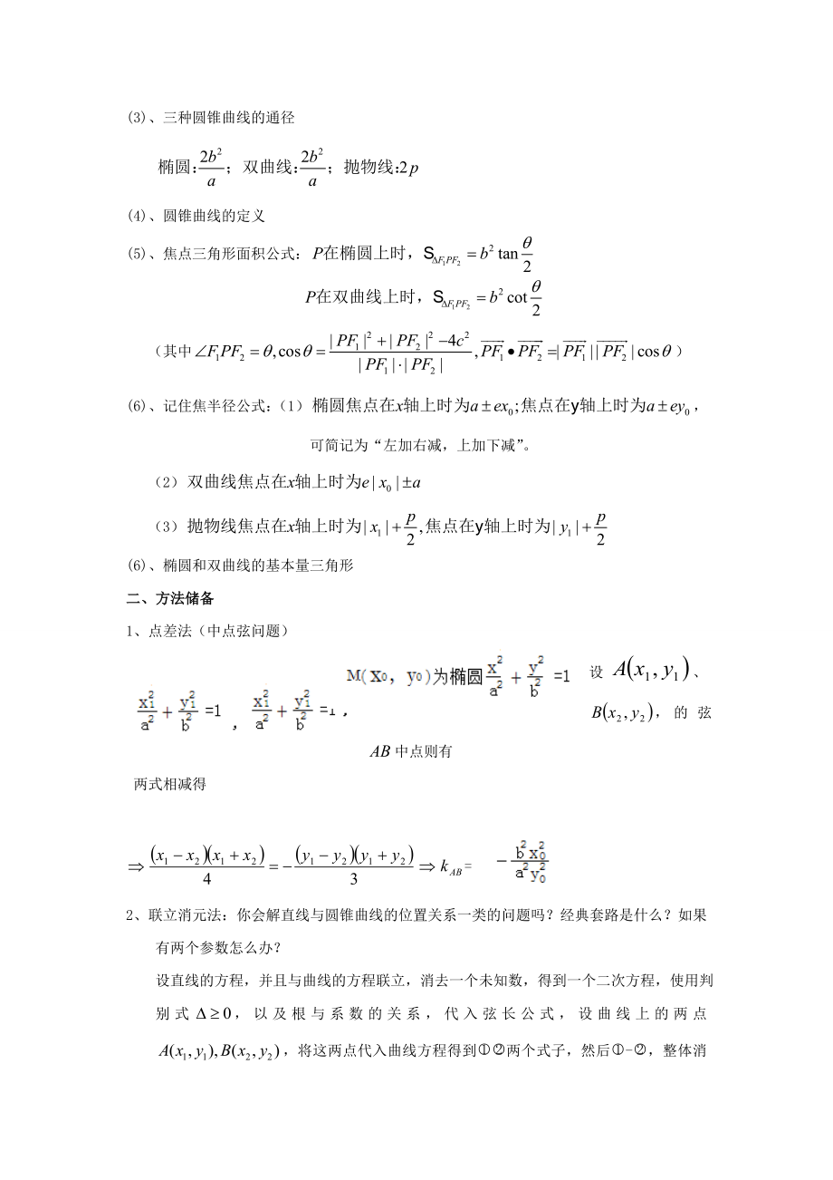 圆锥曲线解题方法技巧归纳（整理）.doc_第2页