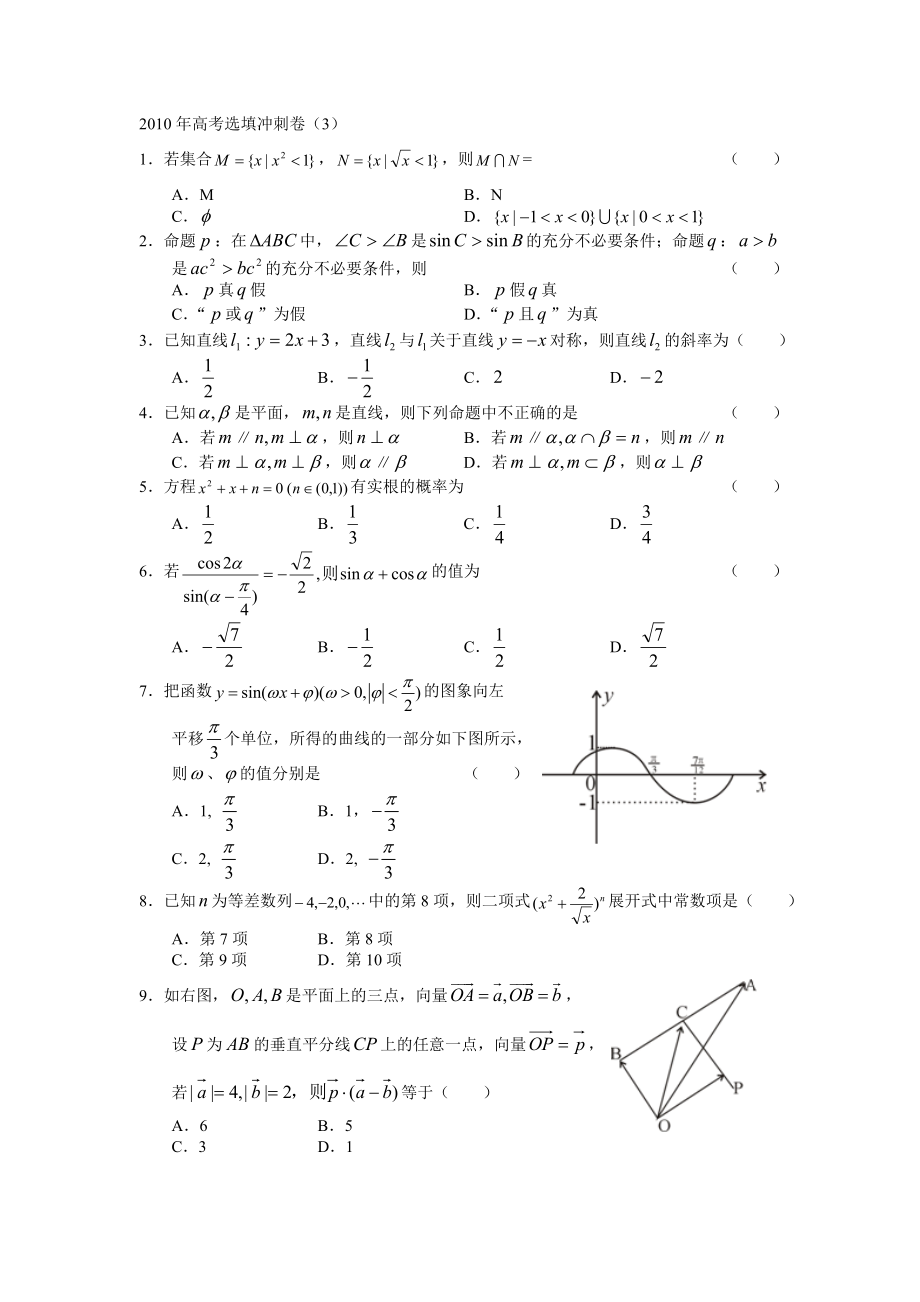高考数学选填冲刺卷3.doc_第1页