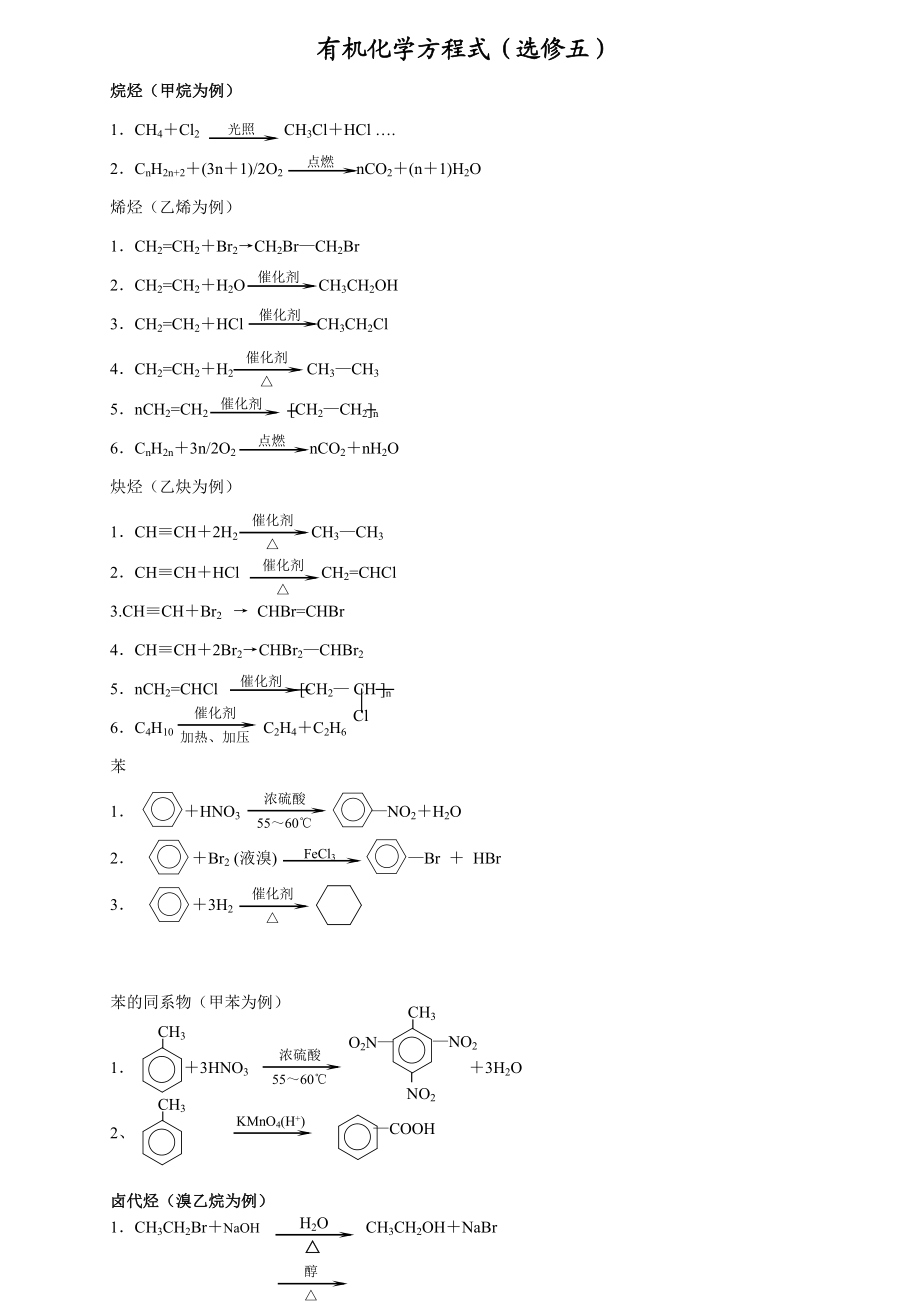 高中化学选修5化学方程式总汇.doc_第1页