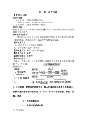 高二必修3第一节 认识区域教案.doc