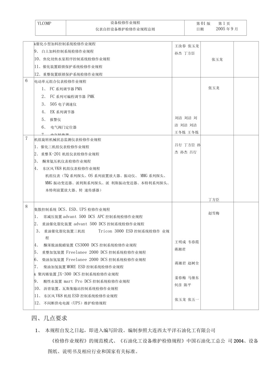 仪表自控专业设备检修作业规程编写工作计划.docx_第3页