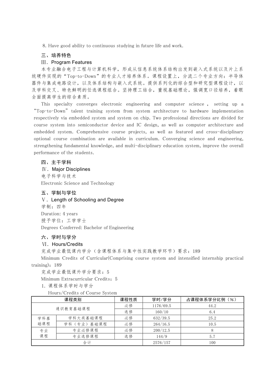 集成电路设计与集成系统专业本科培养计划.doc_第2页