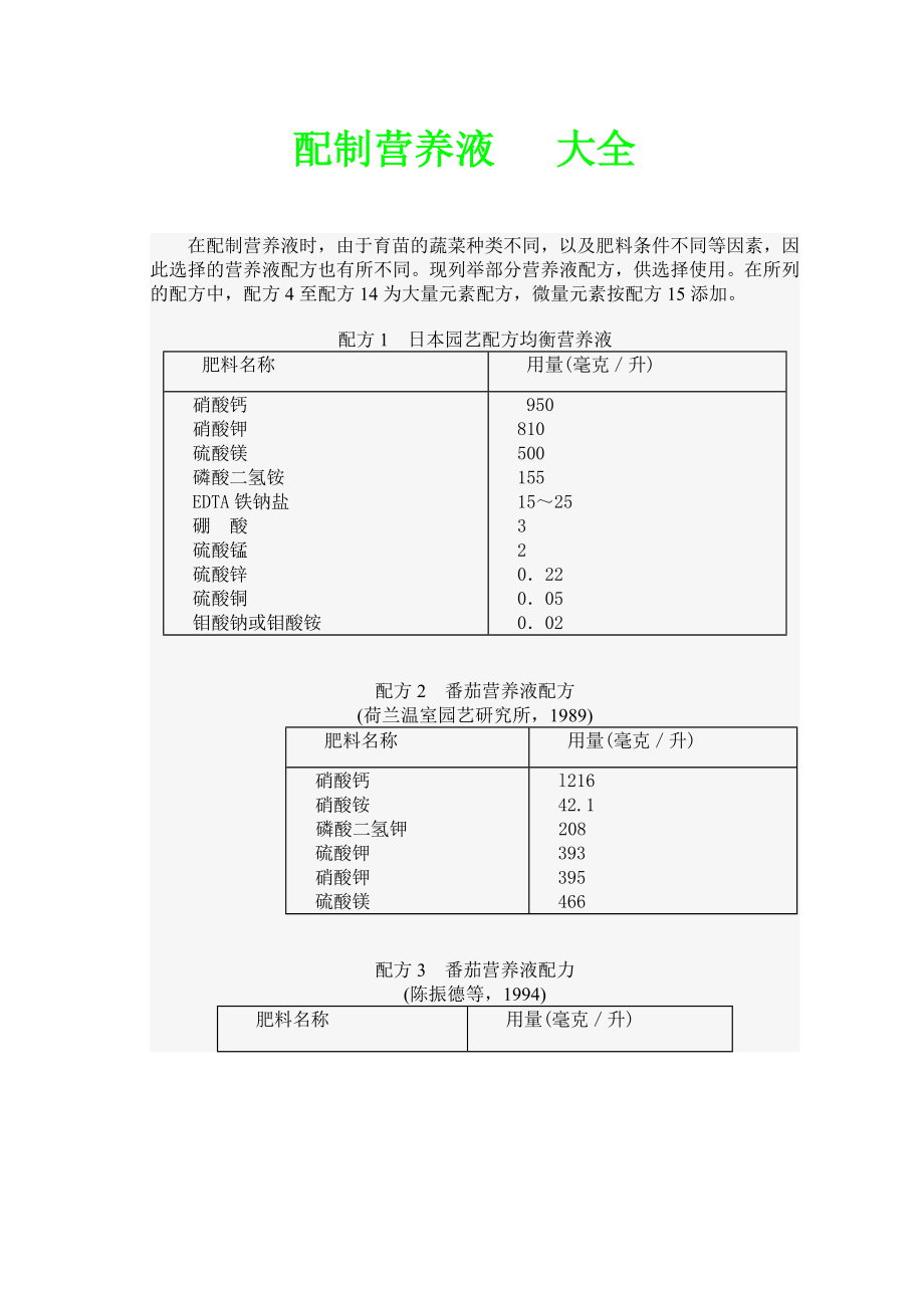 无土栽培营养液配方大全.doc_第1页