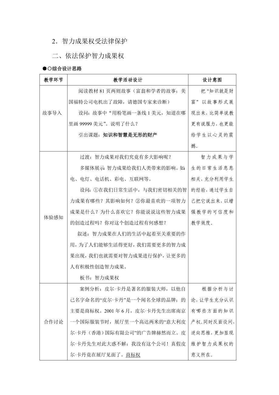 人教版初中思想品德八级下册《无形的财产》教案.doc_第2页