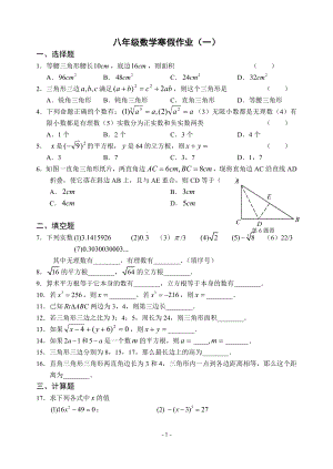八年级数学寒假作业(一).doc