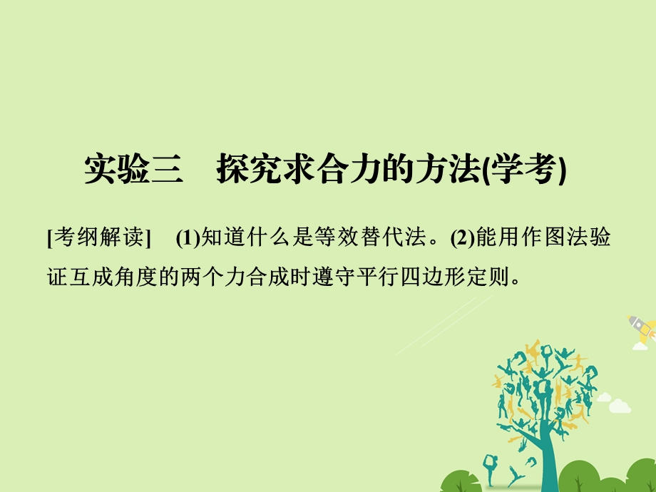 高考物理总复习 第2章 相互作用 实验三 探究求合力的方法学考课件1..ppt_第1页