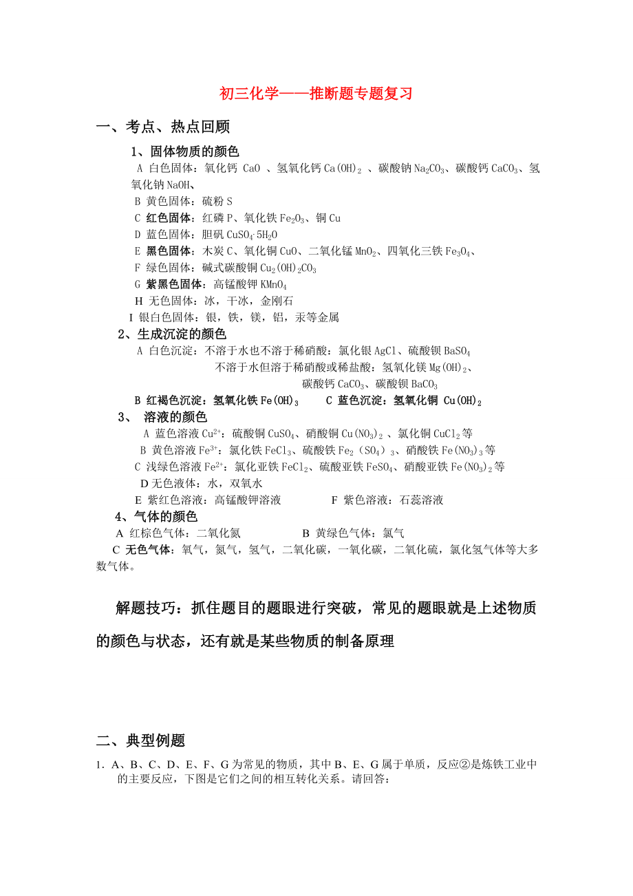 初三化学推断题专项练习(含答案)2.doc_第1页