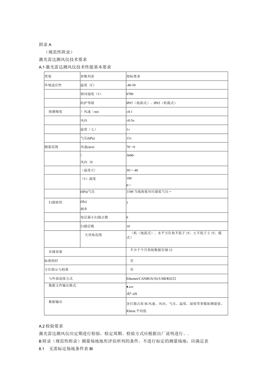 风电场机组激光雷达测风仪技术要求测量场地地形评估测风塔安装规范湍流规格化功率曲线方法.docx_第1页