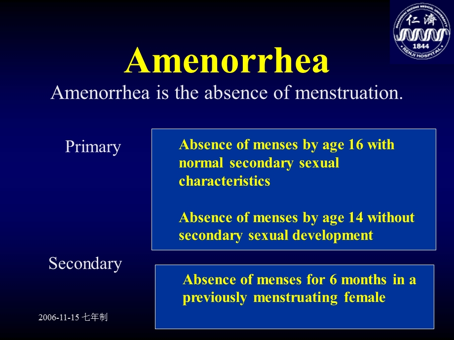 最新：最新：Amenorrhea妇产科仁济临床医院文档资料文档资料.ppt_第1页