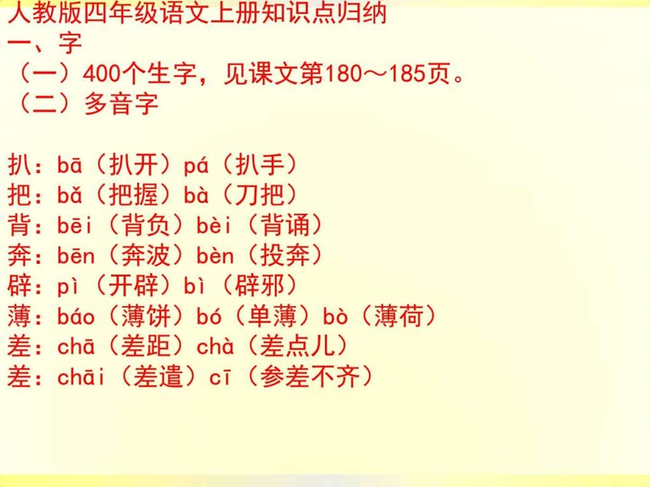 最新四年级语文上学期期末重点内容复习..ppt_第1页