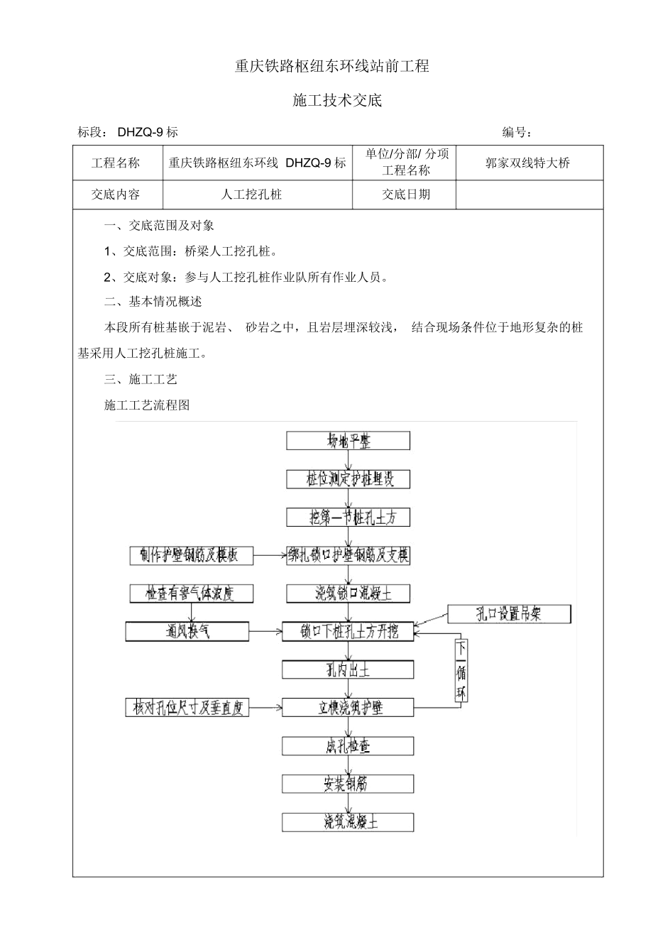 人工挖孔桩施工技术交底.docx_第1页