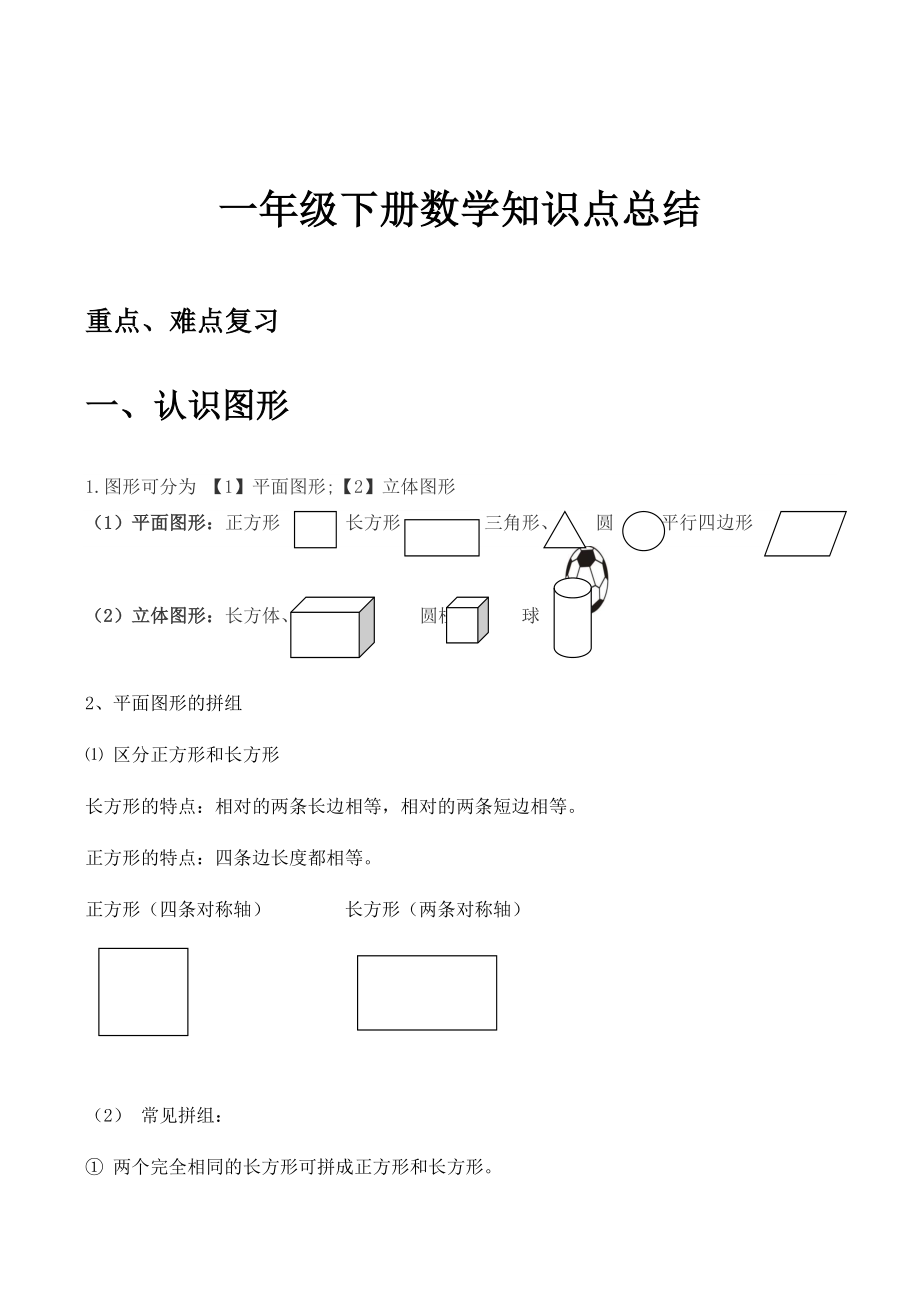 一年级下册数学知识点总结.docx_第1页