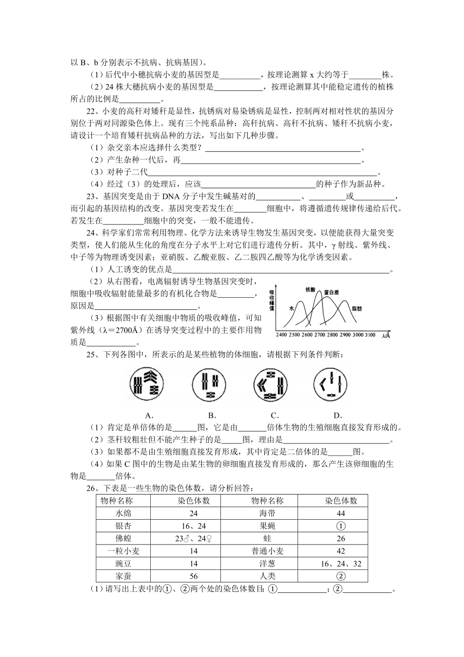 高二生物-生物的变异单元练习题及答案.doc_第3页