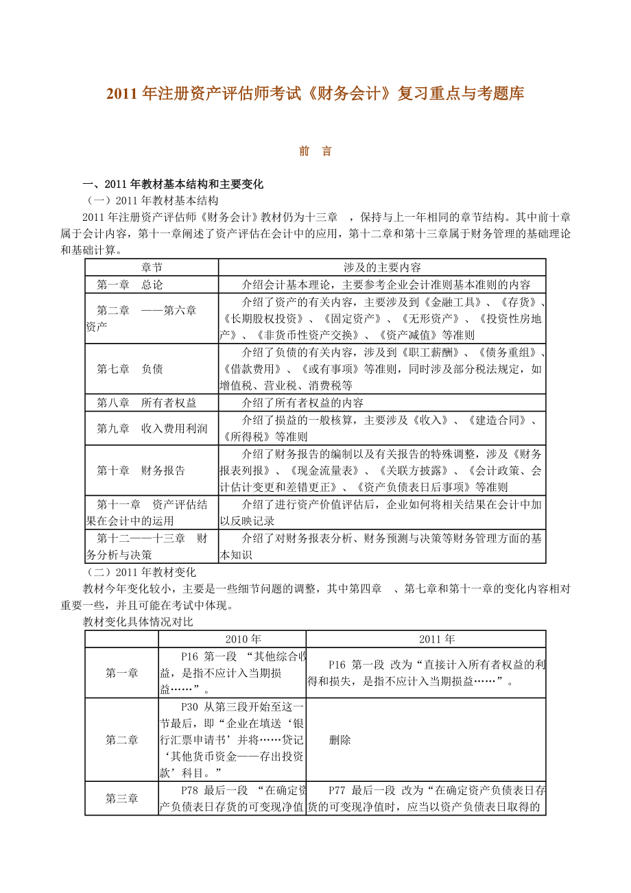 注册资产评估师考试《财务会计》复习重点与考题库.doc_第1页