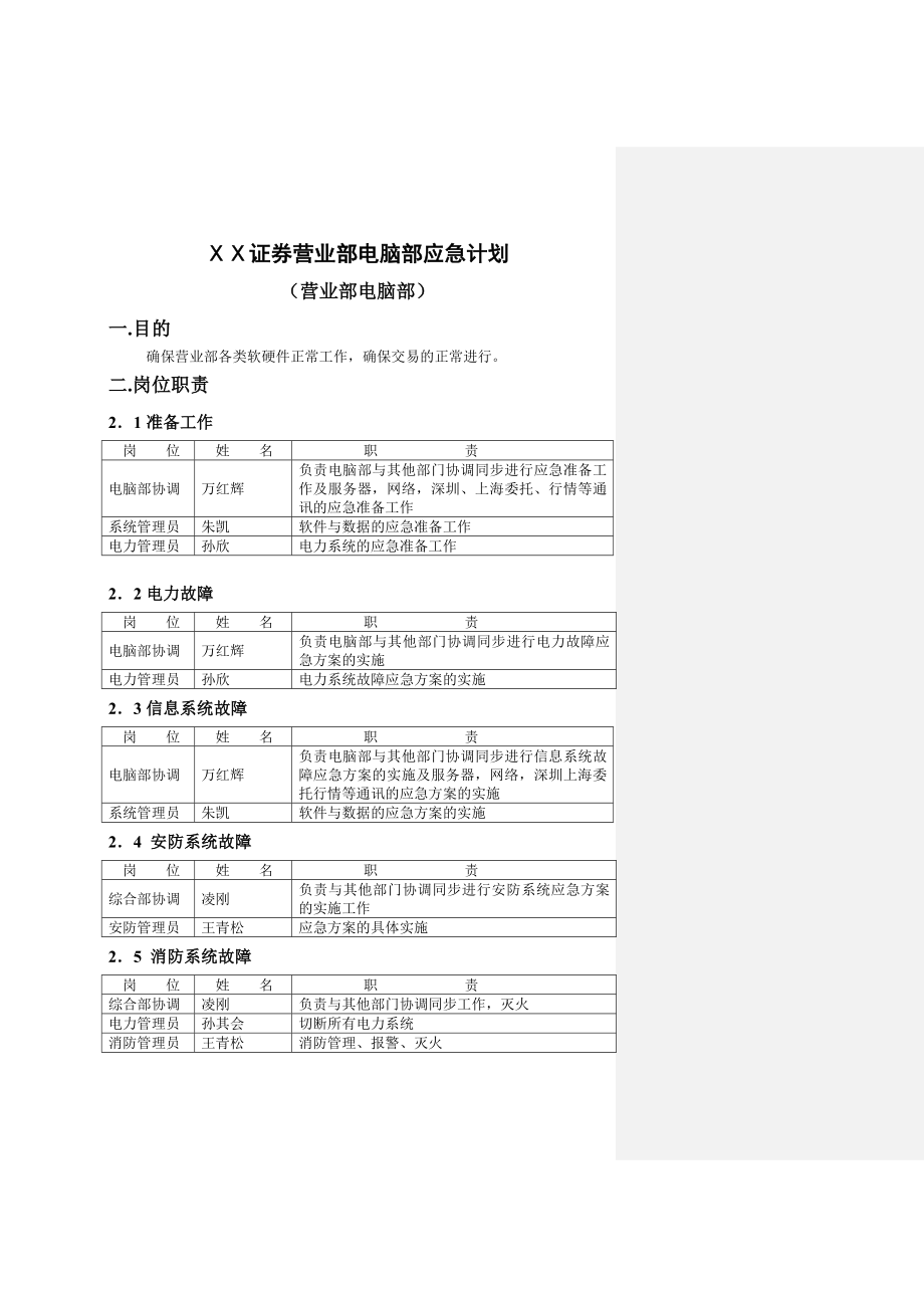 证券营业部电脑部应急计划.doc_第1页