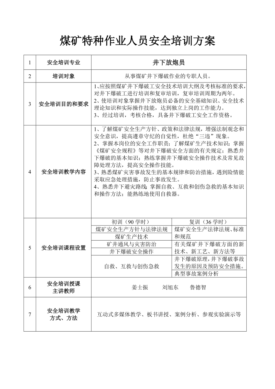 煤矿特种作业人员安全培训方案.doc_第1页